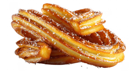 Illustration of crispy churros with cinnamon sugar, isolated on transparent background