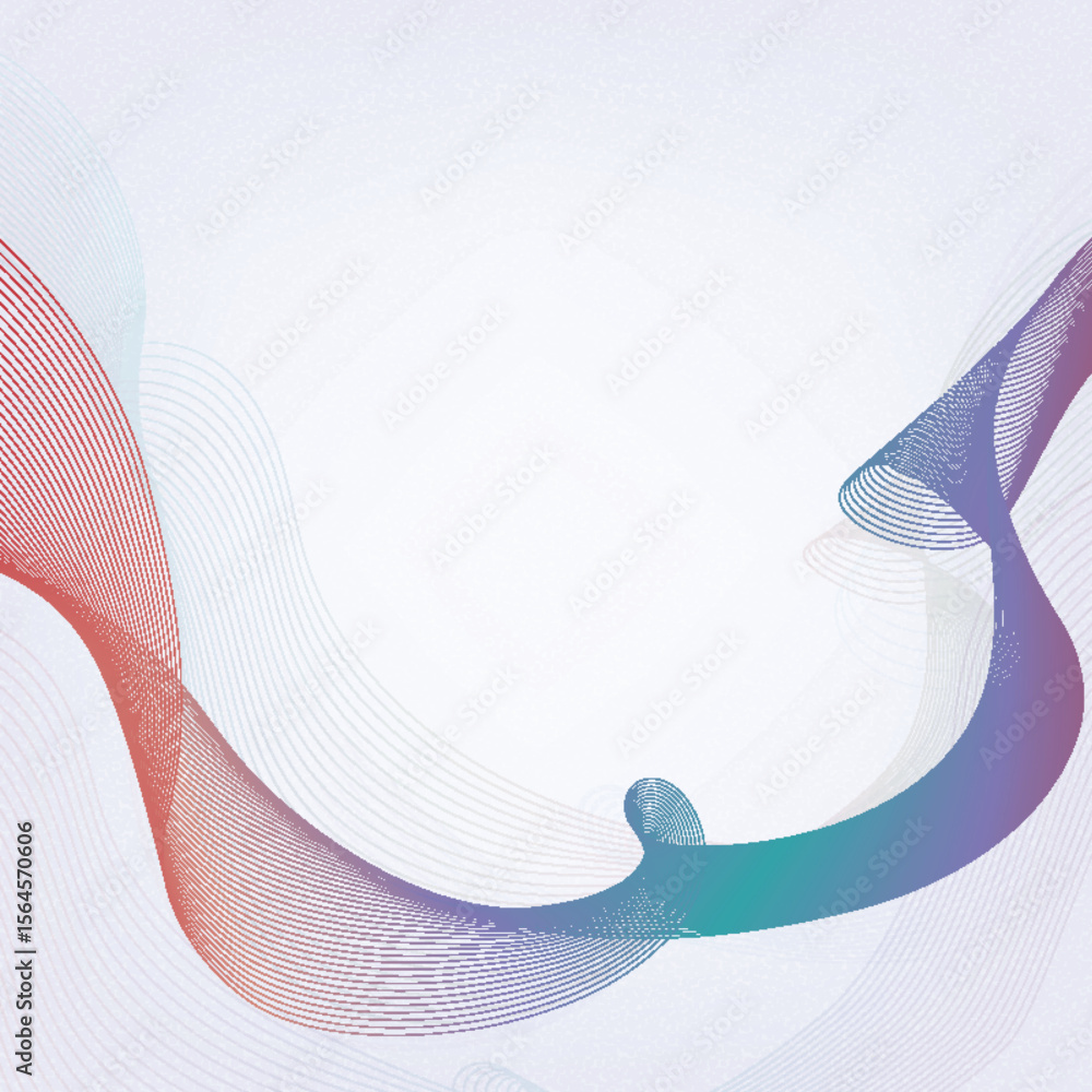 Poster abstract background with flowing lines in red blue and turquoise colors isolated on transparent back
