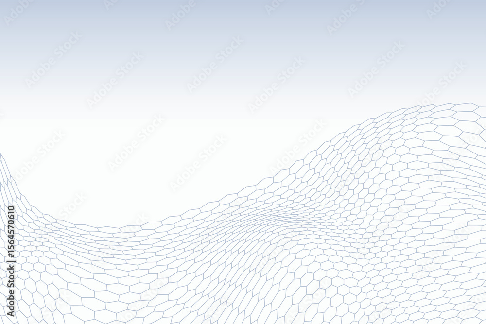 Poster a light blue and white abstract background with a hexagon pattern wave isolated on transparent backg