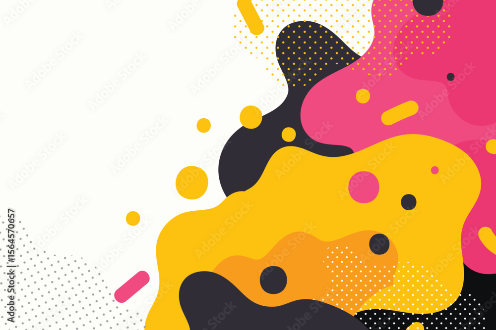 Poster abstract background with colorful shapes and dots on a white backdrop isolated on transparent backgr