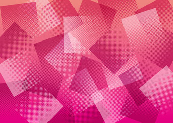 ドットのグラデーションの四角いパターン　ピンクと紫と白
