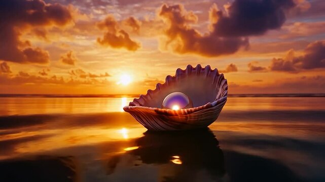 Sunset Pearl: A Serene Coastal Scene