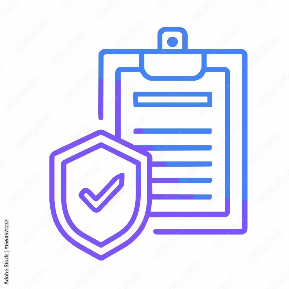 Poster secure document with approved checkmark signified by a shield icon in a modern design