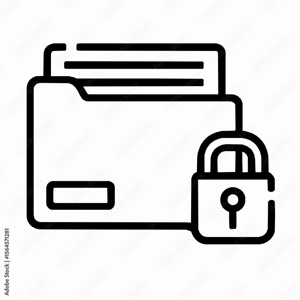 Poster secured folder icon with padlock symbolizing data protection and information privacy for business