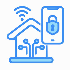 Obraz premium Smart home security system control and monitoring through secure mobile phone application