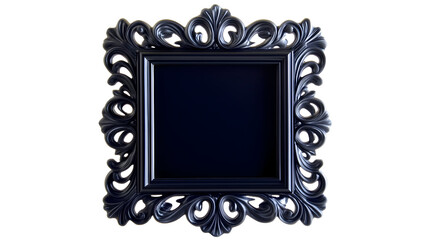 Elegant black ornate picture frame on a black background offering customization