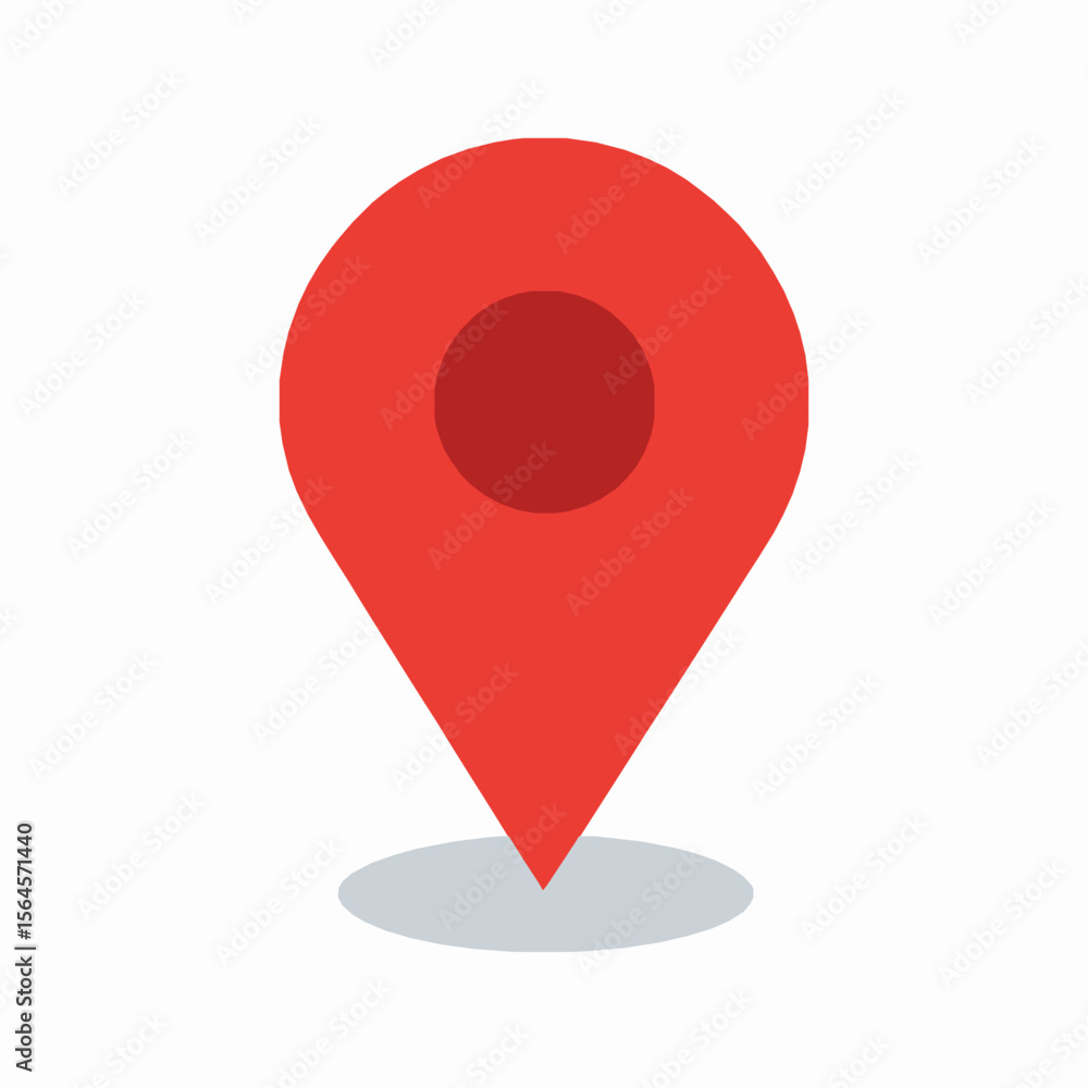 Poster simple red location pin icon isolated on white background for navigation and mapping
