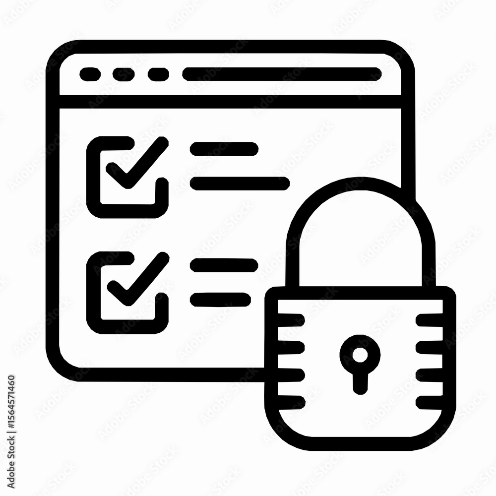 Poster secure online checklist with lock symbol representing privacy and data protection