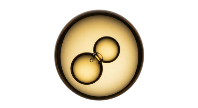 Golden Spheres Connected Macro Photography Isolated Transparent Background - Powered by Adobe
