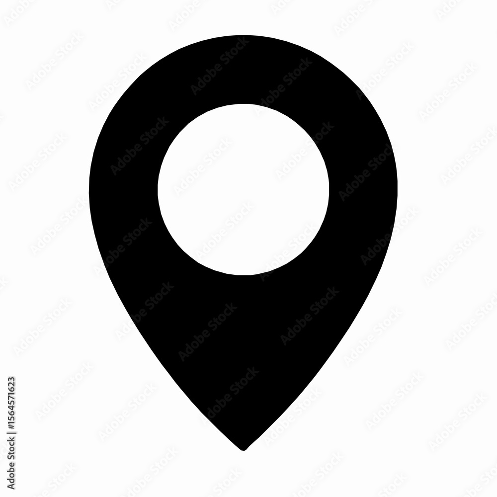 Poster simple black location pin icon for maps and navigation showing geographical destination spot