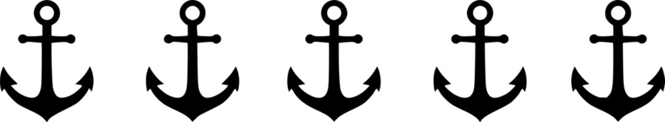 anchor, silhouette, nautical, sea, ocean, ship, maritime, vintage, icon, symbol
