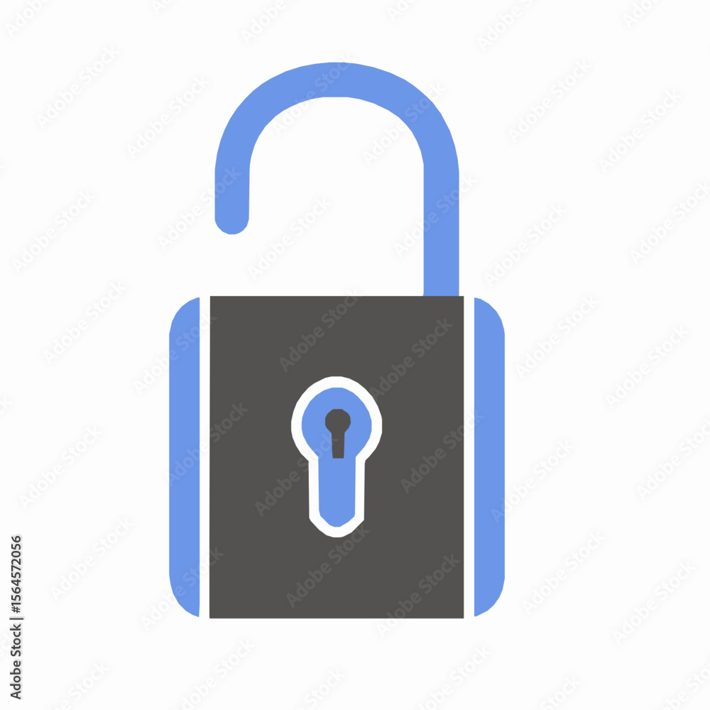 Poster open padlock icon illustrating security access and protection in digital and physical contexts