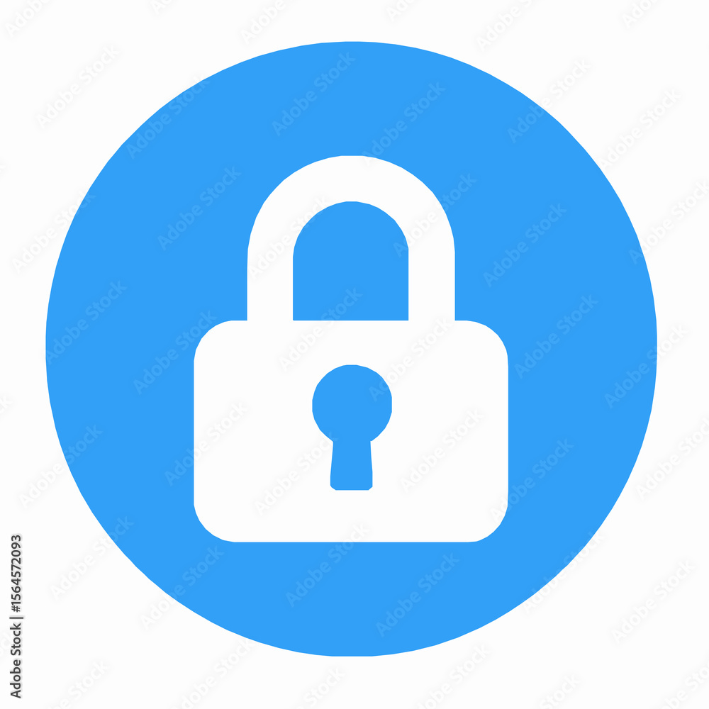 Aufkleber simple and clean vector illustration of a security lock icon inside a blue circle for web design.