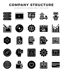 Set of Company Structure Icons Glyph icons collection.