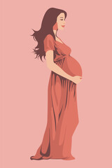 Stylized depiction of a maternal figure in warm tones, gracefully showcasing the beauty of pregnancy and motherhood.