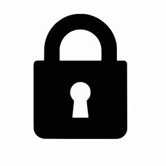 Black and white vector illustration of a simple padlock representing security and privacy