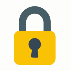 Simple yellow and gray padlock illustration representing security and protection on white background
