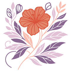 artistic floral and leaf sketch with natural curves and modern linework for textile artwork and wall visuals

