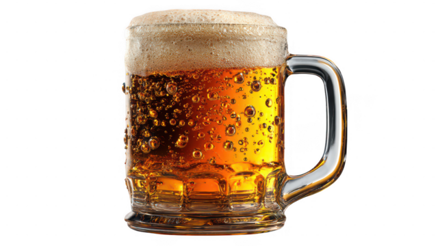 Illustration of frosty beer mug isolated on transparent background