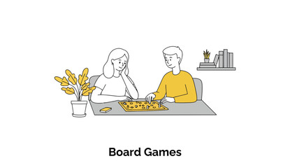 Young adults playing a board game at a home office setting. Engaged and focused couple enjoying a strategic game session at their home office.