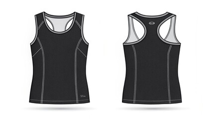 Black and white casual cotton t-shirts, isolated clothing for fashion design