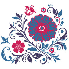 modern digital artwork of blossom with minimal botanical leaves in a single line style for fabric and decor

