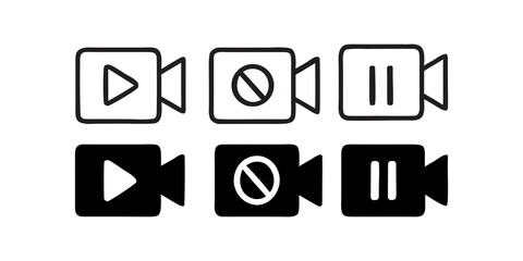 Video Recording Controls: Play, Stop, and Pause Icons for User Interface Design and Software Applications Accessibility