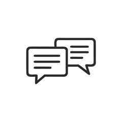 Two Speech Bubbles Showing Communication and Discussion in a Minimalist Line Art Style on a White Background