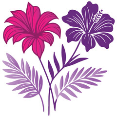 digitally illustrated floral piece with natural leaves and blossoms for cushion cover and summer wedding stationery

