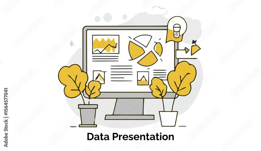 Poster a clear and concise presentation slide showcases a series of colorful business graphs and charts, ef