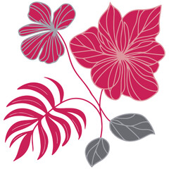 digital artwork of floral bouquet with abstract leaf elements in modern minimalist botanical expression

