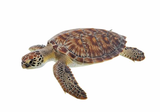 Sea Turtle CloseUp Photograph on white background