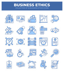 Collection of 25 Business Ethics Icons. A Guide to Ethical Business Practices
