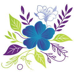 hand painted flowers and stem leaves in a fine botanical format for decorative digital use and fashion prints

