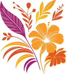 highly artistic floral and leafy drawing in abstract botanical style for women wear and modern digital collections

