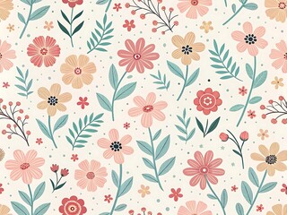 Seamless hand-drawn floral background