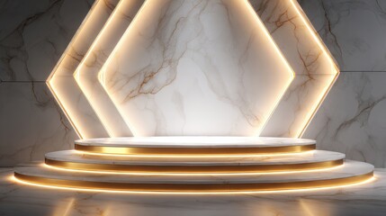 Obraz premium A staged, circular platform with glowing accents.