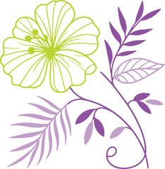 abstract floral composition with detailed leaves and blossoms for fine art prints and digital textile surfaces

