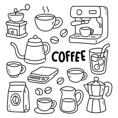 Coffee Doodle Collection Hand Drawn Vector illustration