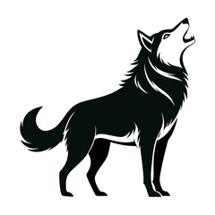 Mountain Husky Dog Silhouette in Howling Pose for Outdoor Art