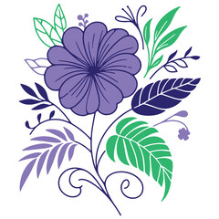 digital illustration of blooming flowers with ornate botanical leaves ideal for summer inspired home textile themes

