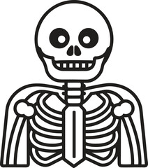Human Skeleton Torso Illustration, line art of a human skeleton