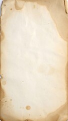 Aged and Stained Brown Paper Sheet with Textured Edges on White Background