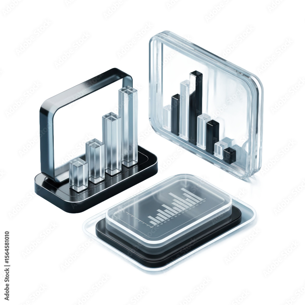 Fototapete Abstract Data Visualization With Transparent Charts And Text Elements For Modern Digital Illustration Isolated Transparent Background