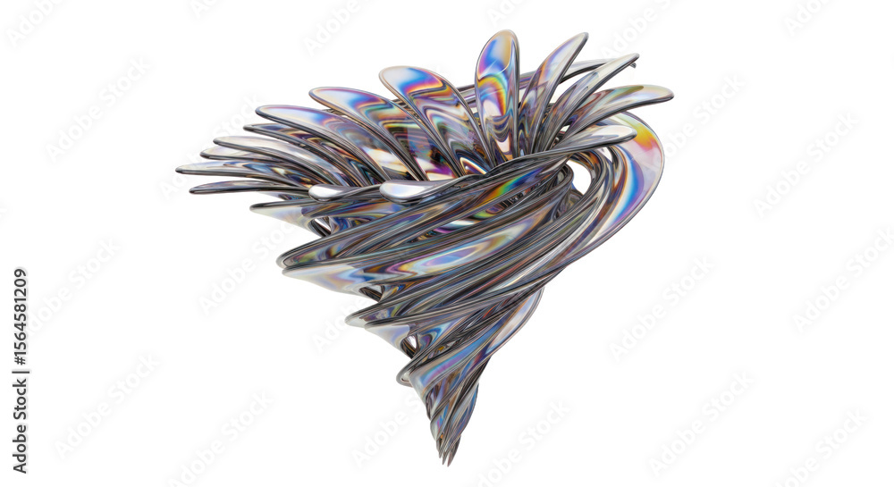 Poster abstract digital composition with iridescent colors and transparent background isolated transparent 