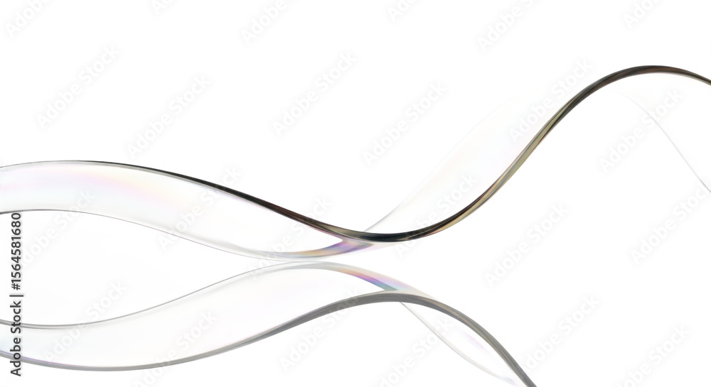 Poster abstract iridescent ribbon with fluid curves on transparent background isolated transparent backgrou