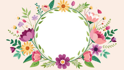 Fototapeta premium Decorative floral wreath with copy space for text and design