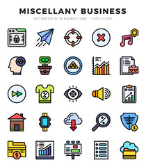 Set of Miscellany Business icons in Lineal Color style. Lineal Color Icons symbol collection.