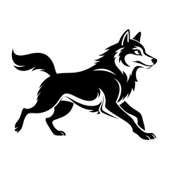 Running Siberian Husky Silhouette in Full Stride for Sporty Pet Art