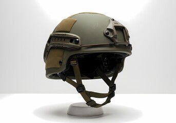 Fototapeta premium Military Helmet, Combat Head Protection Gear on white background